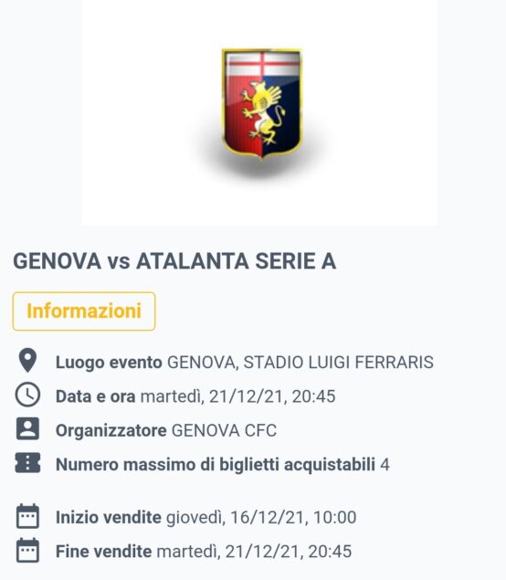 Da Domani I Biglietti Per Genova - Atalantini.com