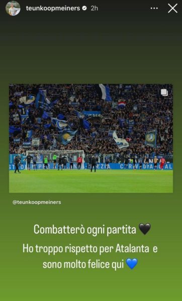 Instagram di Koop: “Combattero’ sempre, ho troppo rispetto per l’Atalanta”